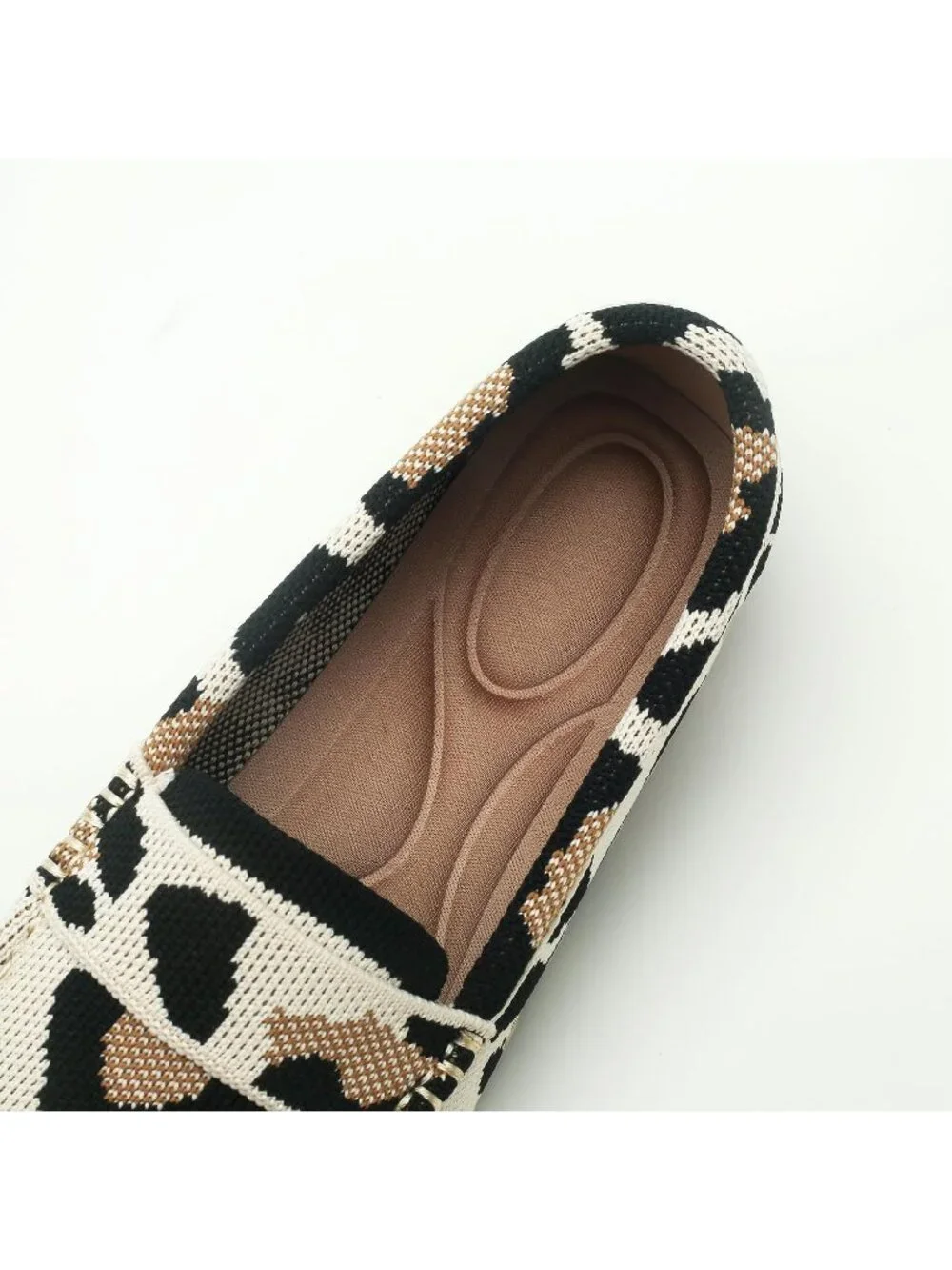 🆕Women's Leopard Lightweight Knitted Loafers Casual Flat Shoes Comfortable